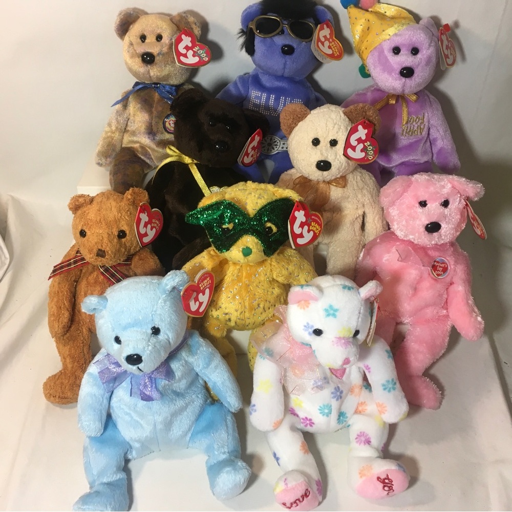 Ty Beanie Baby Bears Lot Of 10 With Tags Vintage Plush Y2K Collectible Plush